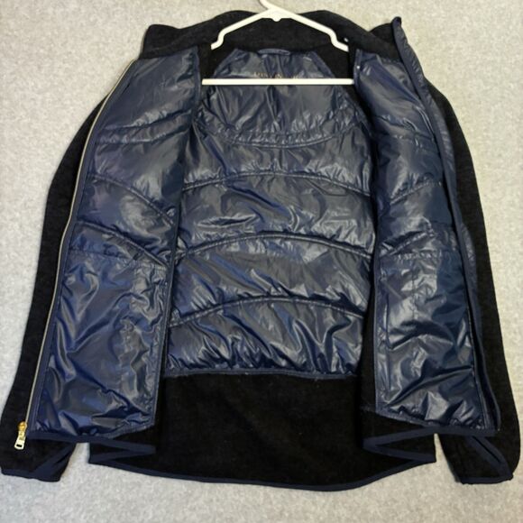 London Fog Hybrid Softshell Puffer Jacket Navy Zip Front Women’s Size Small - Picture 4 of 7